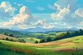 Summer landscape hills view. Generate Ai Royalty Free Stock Photo