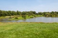 Summer Landscape of Japanese Island in Chicago Botanic Garden, USA Royalty Free Stock Photo