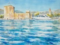 Trogir, Croatia watercolor painted