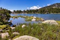 Summer landscape in La Cerdanya, Pyrenees mountain lake, Catalonia, Spain Royalty Free Stock Photo