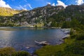Summer landscape in La Cerdanya, Pyrenees mountain lake, Catalonia, Spain Royalty Free Stock Photo