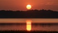 Summer landscape on the lake at dawn, dusk, colors of the sky before sunrise, sunrise on the lake, Lake Burtnieki, Latvia Royalty Free Stock Photo