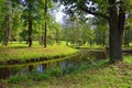 Summer Landscape with lake in Gatchina garden,