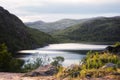 Landscape with a lake and mountains on the Kola Peninsula in sum