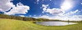 Summer landscape with lake, panoarama of great resolution for large-format printing