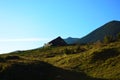 Summer landscape with a lonely house in the Ukrainian Carpathians Royalty Free Stock Photo