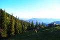 Summer landscape with a lonely house in the Ukrainian Carpathians Royalty Free Stock Photo