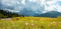 Summer landscape of mount Langkofel, South Tirol, Dolomites mountains, Italy Royalty Free Stock Photo