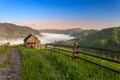 Summer landscape. Mountain village in the Ukrainian Carpathians.