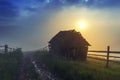 Summer landscape. Mountain village in the Ukrainian Carpathians.