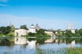 Summer landscape with an old fortress in Staraya Ladoga. Founded in 753. Leningrad region. Russia Royalty Free Stock Photo