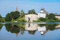 Summer landscape with an old fortress in Staraya Ladoga. Founded in 753. Leningrad region. Russia Royalty Free Stock Photo