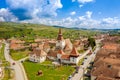 Summer landscape over Archita saxon village in the traditional Transylvania, Romania