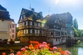 Summer landscape overlooking the streets and canals of Strasbourg