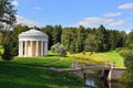 Summer landscape of the Pavlovsk garden. Temple of Friendship