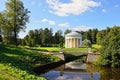 Summer landscape of the Pavlovsk garden. Temple of Friendship
