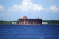 Summer landscape with a ring ROAD. Fort Alexander 1 on the Neva Bay.