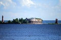 Summer landscape with a ring ROAD. Fort Peter 1 on the Neva Bay.