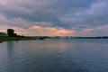 Summer landscape - river bank and Volga river in the evening. Royalty Free Stock Photo