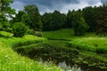 Summer landscape with river in the park of Pavlovsk