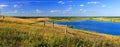 Summer landscape, river view from the hill, summer August day, beautiful nature Royalty Free Stock Photo