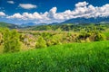 Summer landscape with rural village, Bran, Transylvania, Romania, Europe Royalty Free Stock Photo