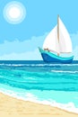 Summer landscape with sailboat background