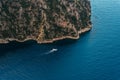 Summer landscape with sea and mountain range. Sea aerial view. Blue mountains and blue sea. Landscapes of Turkey city of Marmaris Royalty Free Stock Photo