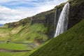 Summer landscape with Seljalandsfoss waterfall, South Iceland Royalty Free Stock Photo