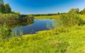 Summer landscape with small river Merla, Poltavskaya oblast, Ukraine