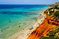 Summer landscape in Spain 2021, coastal strips of sandy beaches of the Costa Blanca