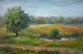 Summer sunny day in Russia, oil painting