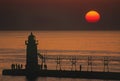 South Haven Lighthouse at Sunset Royalty Free Stock Photo