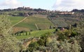 Summer landscape in Tuscany, hilltop town of Panzano, Chianti, Italy Royalty Free Stock Photo