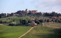 Summer landscape in Tuscany, hilltop town of Panzano, Chianti, Italy Royalty Free Stock Photo