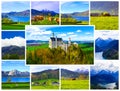 Summer landscape - view of the famous tourist attraction in the Bavarian Alps - the 19th century Neuschwanstein castle. Royalty Free Stock Photo