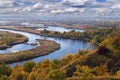 Summer landscape: Vorskla river . Top view. Ukraine. Europe Royalty Free Stock Photo