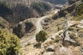 Summer landscape winding serpentine road in a mountain gorge in the North Caucasus. Mountain serpentines in the Royalty Free Stock Photo