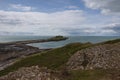 Summer landscape of Worm s Head and Rhosilli Bay