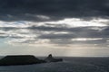 Summer landscape of Worm's Head and Rhosilli Bay in Wales