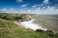 Summer landscape of Worm's Head and Rhosilli Bay in Wales