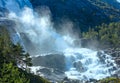 Summer Langfossen waterfall (Norway). Royalty Free Stock Photo
