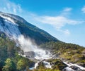 Summer Langfossen waterfall  Norway Royalty Free Stock Photo