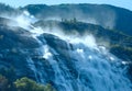 Summer Langfossen waterfall (Norway). Royalty Free Stock Photo