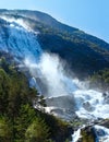 Summer Langfossen waterfall (Norway). Royalty Free Stock Photo