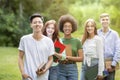 Summer Language School. Happy International Students Posing Outdoors Together, Smiling At Camera Royalty Free Stock Photo