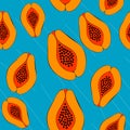 Summer Large Papaya Pattern Seamless Repeat Pattern Vector