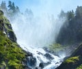 Summer Latefossen waterfall on mountain slope (Norway). Royalty Free Stock Photo