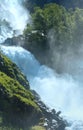 Summer Latefossen waterfall on mountain slope (Norway). Royalty Free Stock Photo