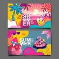 Summer , layout template design, Holiday, Vacation, banner, texture, colorful, vector illustration Royalty Free Stock Photo